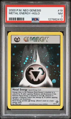 2000 POKEMON TCG NEO GENESIS 19/111 METAL ENERGY UNLIMITED HOLO RARE PSA 7 NM - Image 1
