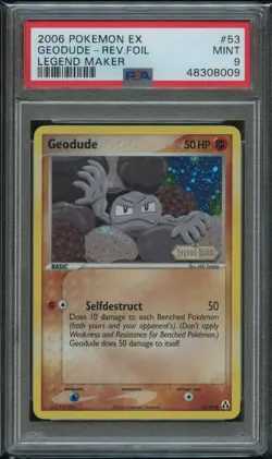 Pokemon Geodude Reverse Holo PSA 9 Mint 53/92 Legend Maker - Image 1
