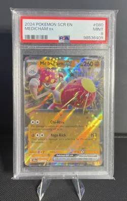 2024 POKEMON STELLAR CROWN SCR EN #80 MEDICHAM ex PSA 9 Low Pop - Image 1