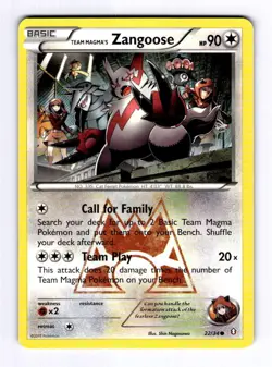 Team Magma's Zangoose Double Crisis #22 (2015) Common LP Pokemon - Image 1