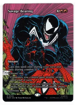 MTG Savage Beating (Borderless) Marvel Universe Eternal (MAR) Regular Near Mint - Image 1