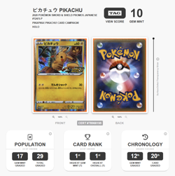 Pikachu #124/S-P Sword & Shield PROMO Japanese Pokemon 2020 TAG 10 RANK #1 - Image 3