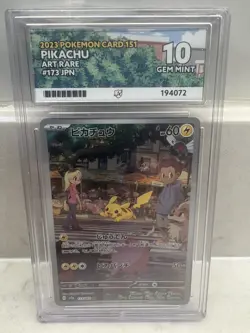 Pokemon TCG Pikachu Japanese 151 Art Rare ACE 10 Gem Mint Slab with Ace Label - Image 1
