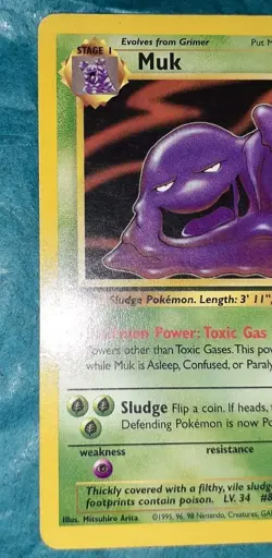 1999 Muk Holo Rare Vintage English 13/62 Fossil Pokemon - Image 3