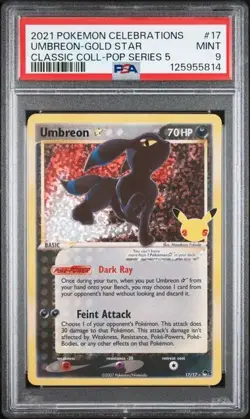 PSA 9 UMBREON GOLD STAR 17 CELEBRATIONS CLASSIC COLLECTION POKEMON MINT - Image 1