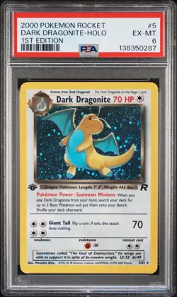 2000 Pokemon Rocket DARK DRAGONITE 1st Edition Holo PSA 6 RARE - Image 1