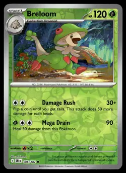 BRELOOM - 006/182 Common Destined Rivals Pokemon Reverse Holo NM - Image 1