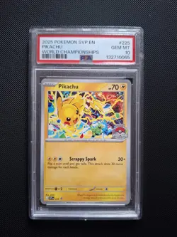 2025 Pokemon SVP Pikachu World championships PSA 10 Black Star Promo 225 - Image 1