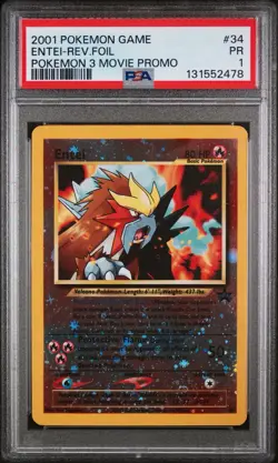 2001 ENTEI REVERSE FOIL #34 Black Star Movie Promo Pokemon PSA 1 (A) - Image 1
