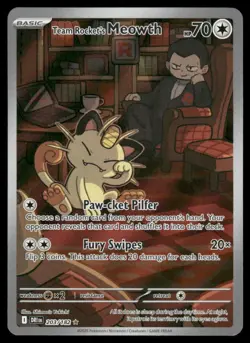 Pokemon Cards Team Rocket's Meowth 203/182 Destined Rivals IR NM *1 - Image 1