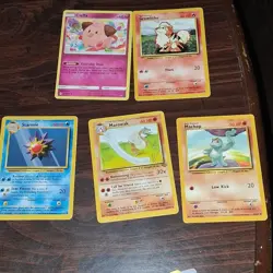 Pokemon TCG 5 Card Lot - Cleffa, Growlithe, Starmie, Marowak, Machop - Image 1