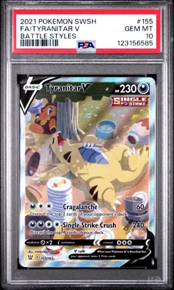Tyranitar v Alternate Full Art Holo Card 155/163 Swsh05: Battle Styles Psa 10 - Image 1