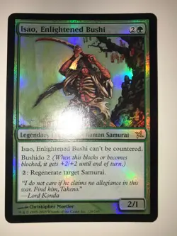 MTG - Betrayers of Kamigawa FOIL Isao, Enlightened Bushi! Slightly Played! - Image 1