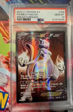 2015 Pokemon XY Breakthrough Full Art FA Mewtwo EX #158 PSA 10 - Image 1
