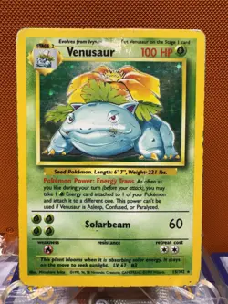 Pokemon TCG Venusaur Card 15/102 Base Set Unlimited Holo Rare HP/DMG 2075 - Image 1