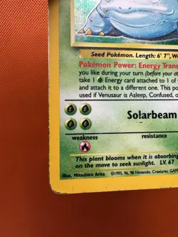 Pokemon TCG Venusaur Card 15/102 Base Set Unlimited Holo Rare HP/DMG 2075 - Image 4