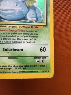 Pokemon TCG Venusaur Card 15/102 Base Set Unlimited Holo Rare HP/DMG 2075 - Image 5