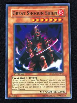 Yugioh Great Shogun Shien STON-EN013 1st Super (NM) - Image 1