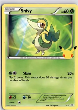 Snivy 5/25 Regular McDonald's 25th Anniversary Promo 2021 Pokemon Card - Image 3