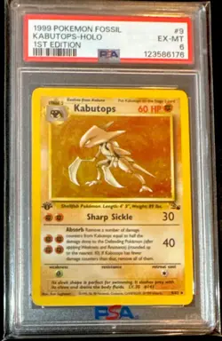 Pokemon TCG Kabutops Holo Rare Unlimited Card 9/62 Fossil 1st Edition PSA 6 - Image 1