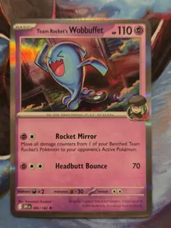 Team Rocket's Wobbuffet 82/182 S&V Destined Rivals Holo Rare Pokemon Card - Image 1