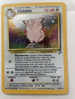 Pokemon TCG Clefable Holo Unlimited Rare Card Base 5/130 - Image 1