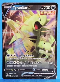 2021 😺 Tyranitar V SWSH109 Ultra Rare Pokemon Black Star Promo Full Art Holo - Image 1