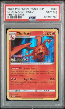 2020 POKEMON SWSH BLACK STAR PROMO PRERELEASE #066 CHARIZARD-HOLO PSA 10 - Image 1