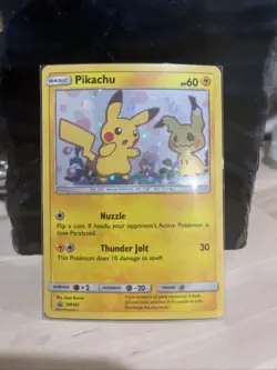 Pokemon card: Pikachu promo POKEMON TEAM UP PIKACHU #SM162 HOLO BLACK STAR PROMO - Image 1