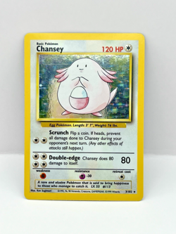 Pokemon TCG Chansey Base Set Rare Holo 3/102 1999 120HP Vintage Card Stock - Image 1