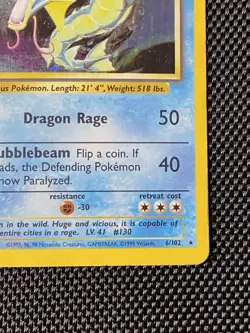 Gyarados 006/102 Holo Rare Base Set Holo Pokemon Card LP - Image 4