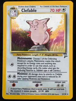 Clefable Holo 5/130 Base Set 2 Rare Pokemon TCG Vintage WOTC LP - Image 1