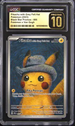 POKEMON BLACK STAR PROMO VAN GOGH PIKACHU WITH GREY FELT HAT CGC 10 PRISTINE - Image 1