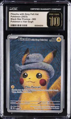 2023 BLACK STAR PROMO POKEMON X VAN GOGH #085 PIKACHU WITH GREY FELT HAT CGC 10 - Image 1