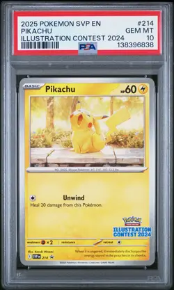 2025 POKEMON SVP EN-SV BLACK STAR PROMO ILLUSTRATION CONTEST 2024 PIKACHU PSA 10 - Image 1