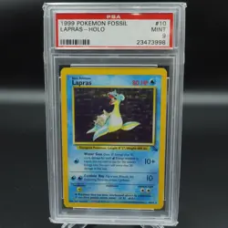 PSA 9 MINT Pokemon Fossil 1999 Lapras Holo Rare #10 Card WOTC - Image 1