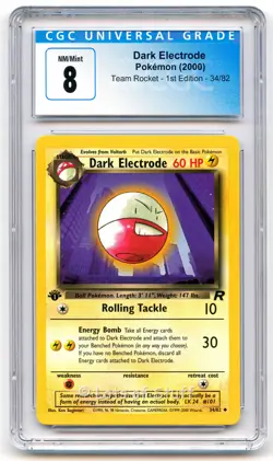 CGC 8 NM/MINT Dark Electrode Team Rocket 1st Edition Uncommon Pokemon 34/82 -92 - Image 1