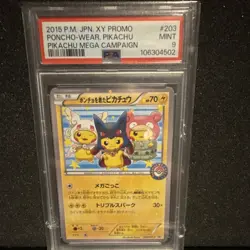 Pokemon TCG Poncho-Wear Pikachu XY-P Promo 203/XY-P Holo Japanese PSA 9 - Image 1