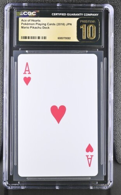 Pokemon Center Mario Pikachu Ace of Hearts Poker 2016 CGC Pristine 10 - Image 1
