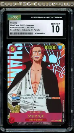 CGC 10 ⭐One Piece Shanks OP01-120 Secret Rare SEC Alt Art Romance Dawn Parallel - Image 1