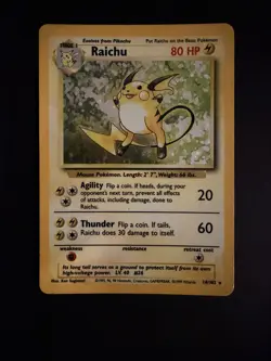 Pokemon TCG Raichu Base Set Holo Rare Card 14/102 - Image 1