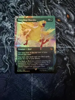 Traveling Chocobo BORDERLESS Foil FIN 0406 Pack Fresh Final Fantasy MTG Magic - Image 1