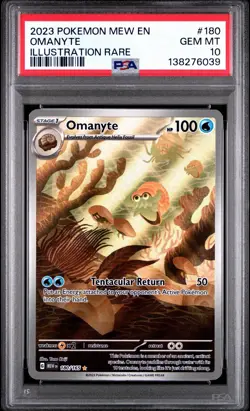 2023 Pokemon Mew En-151 Illustration Rare Omanyte #180 PSA 10 - Image 1
