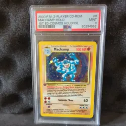 PSA 9 Machamp 8/102 Base Set 2 Player CD Cosmos Holo Rare Graded Pokemon Card - Image 1