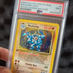 PSA 9 Machamp 8/102 Base Set 2 Player CD Cosmos Holo Rare Graded Pokemon Card - Image 3