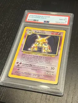 PSA 8 No Reserve Alakazam 001/102 Pokemon Base Set Holo RARE - Image 4