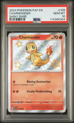 2024 POKEMON PAF EN-PALDEAN FATES SHINY RARE #109 CHARMANDER PSA 10 - Image 1