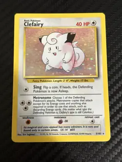 Pokemon TCG Clefairy Holo Rare Unlimited #5/102 Base Set - Image 1