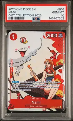 One Piece TCG Nami Gift Collection 2023 OP01-016 Promo Foil PSA 10 - Image 1