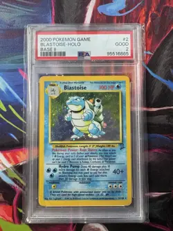 Pokemon Blastoise (2000) Base Set 2 Holo Card 2 /130 PSA 2 - Image 1